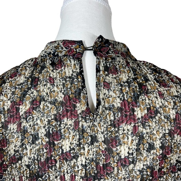 Zara Mini‎ Dress Oversized Mock Neck Floral 3/4 Flare Sleeve XS - Picture 6 of 9